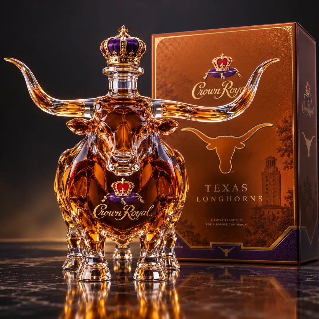 👑Crown Royal Texas Longhorns Whiskey Bottle