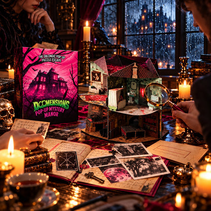 Dark Mansion Pop-Up Detective Puzzle Box, Immersive Mystery Adventure for Weekend Game Parties