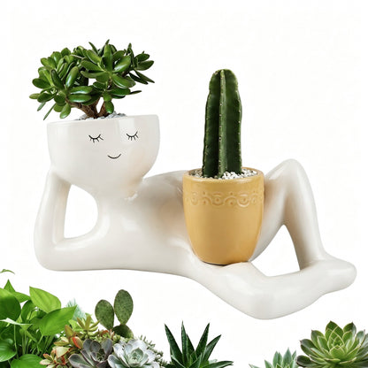 🌵 Double Plant Pot with a Funny Twist – Grow Two Plants in One Cute Planter 🌿
