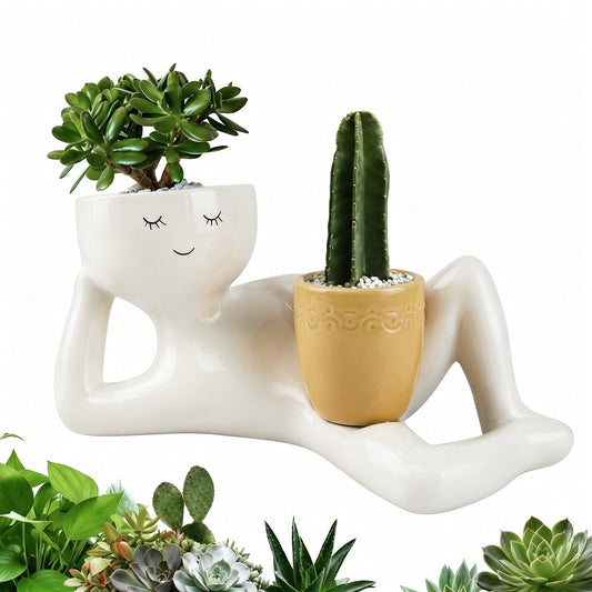🌵 Double Plant Pot with a Funny Twist – Grow Two Plants in One Cute Planter 🌿