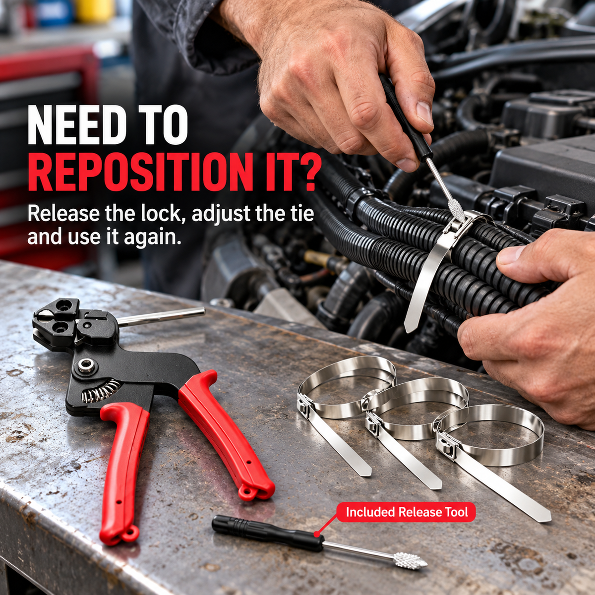 🔧 Heavy-Duty 304 Stainless Steel Cable Tie Tensioning Tool Kit