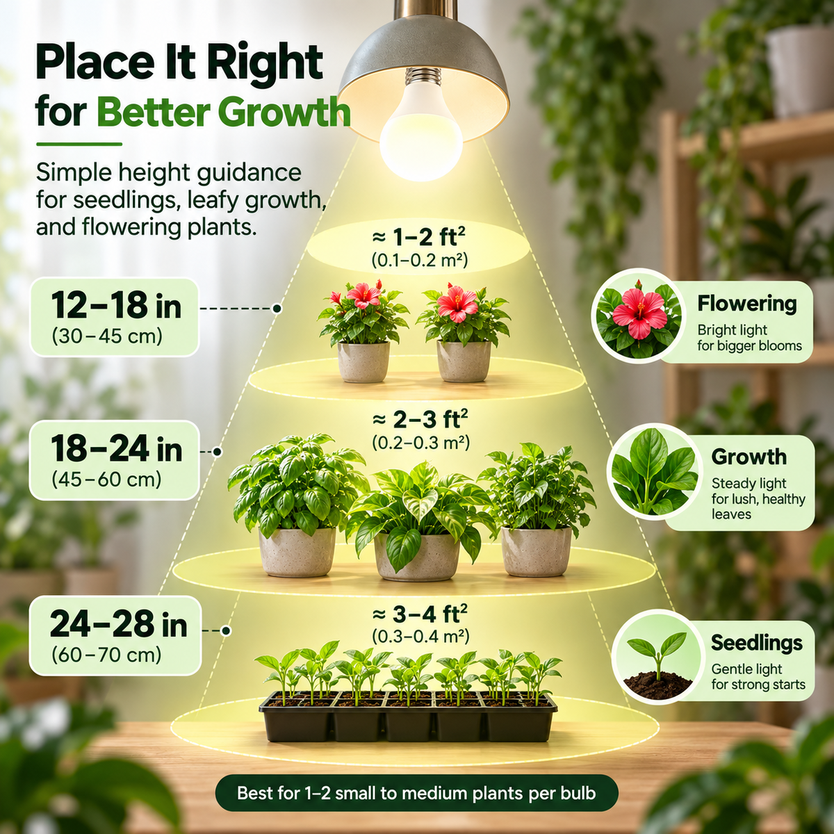 Natural White Full-Spectrum Grow Light Bulbs – E26 Indoor Plant Light, 2-Pack