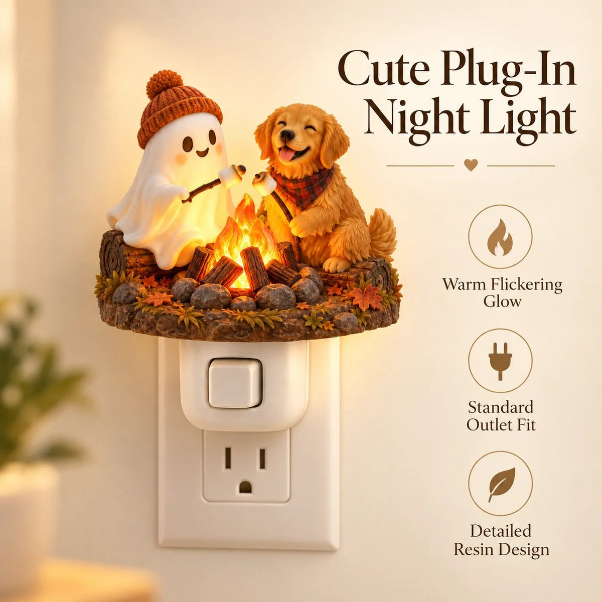 🔥LAST DAY 50% OFF - Fireside Friends™ | Flickering Campfire Plug-In Night Light