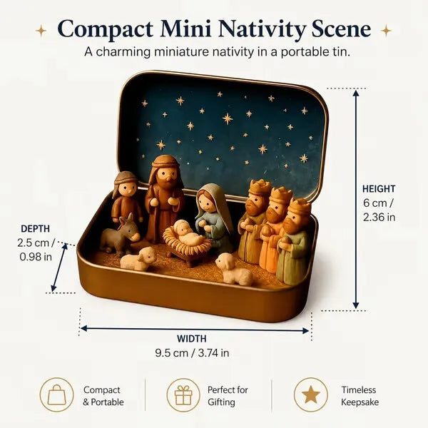 🔥Last Day 49% OFF - ✝️Religious Pocket-Size Mini Nativity Scene Set with Storage Box