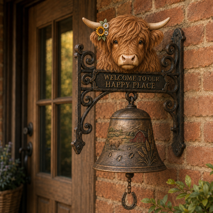 🐂🔔Highland Cow Farmhouse Welcome Bell