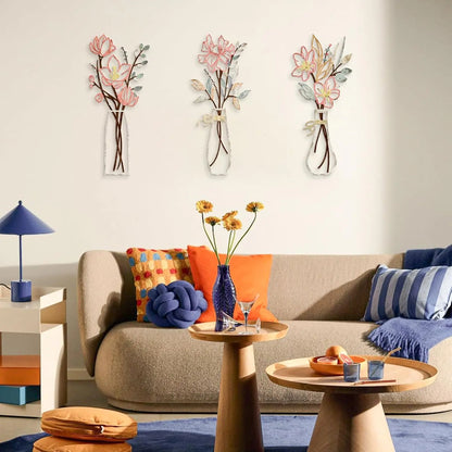 🌸3 Pcs Metal Flowers Wall Art