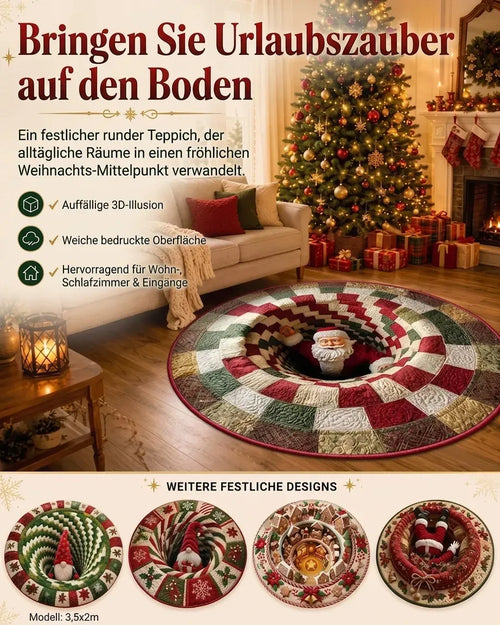 🎄3D-Weihnachtswichtel-Teppich mit optischer Täuschung | Lustige, festliche Must-have-Wohndeko⭐🏠🎁