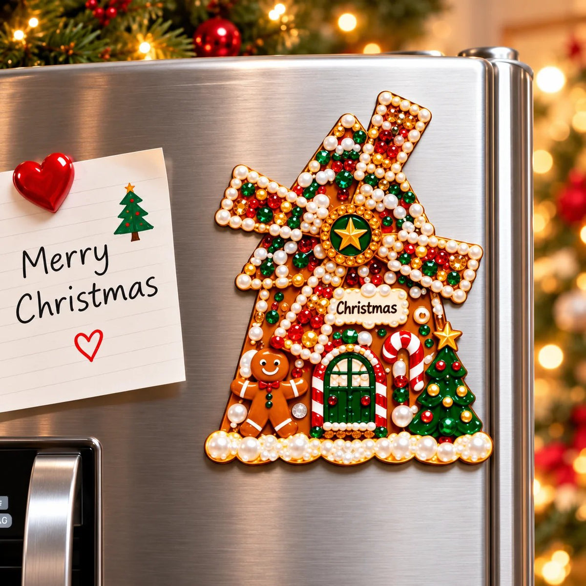 Plymagic DIY Pearl Art - Christmas Windmill Refrigerator Magnet