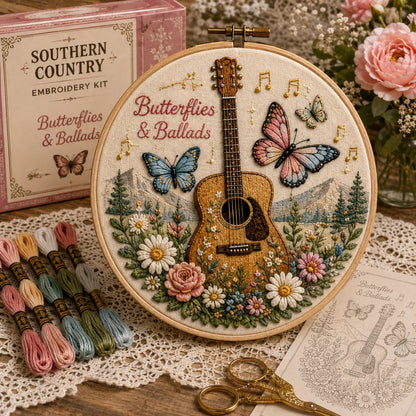🌼 Beginner-Friendly Dolly Southern Country Needlework DIY Kit | Complete Kit with Pre-Printed Fabric, Wooden Hoop, Floss, Needles & Step-by-Step Guide Included 💕