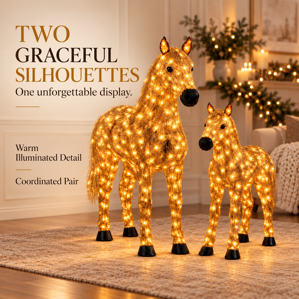 🐴✨ Illuminated Christmas Set With Two Horses