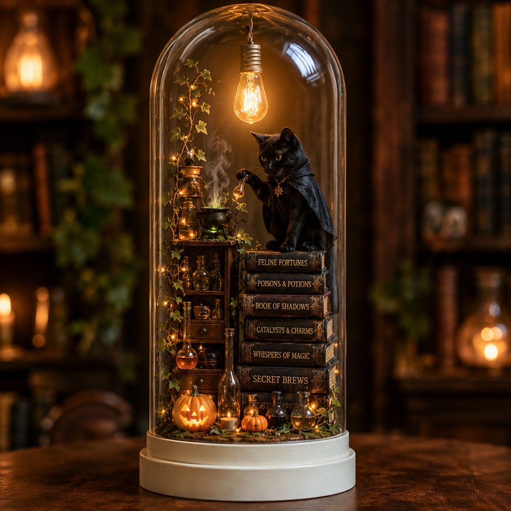 ⏳ Last Day 49% OFF – Halloween Glass Dome Miniature Scene Ambient Lamp