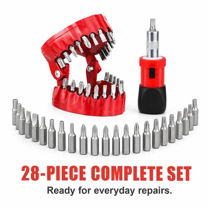 28-Piece Denture-Shaped Screwdriver Bit Set with Stubby Handle
