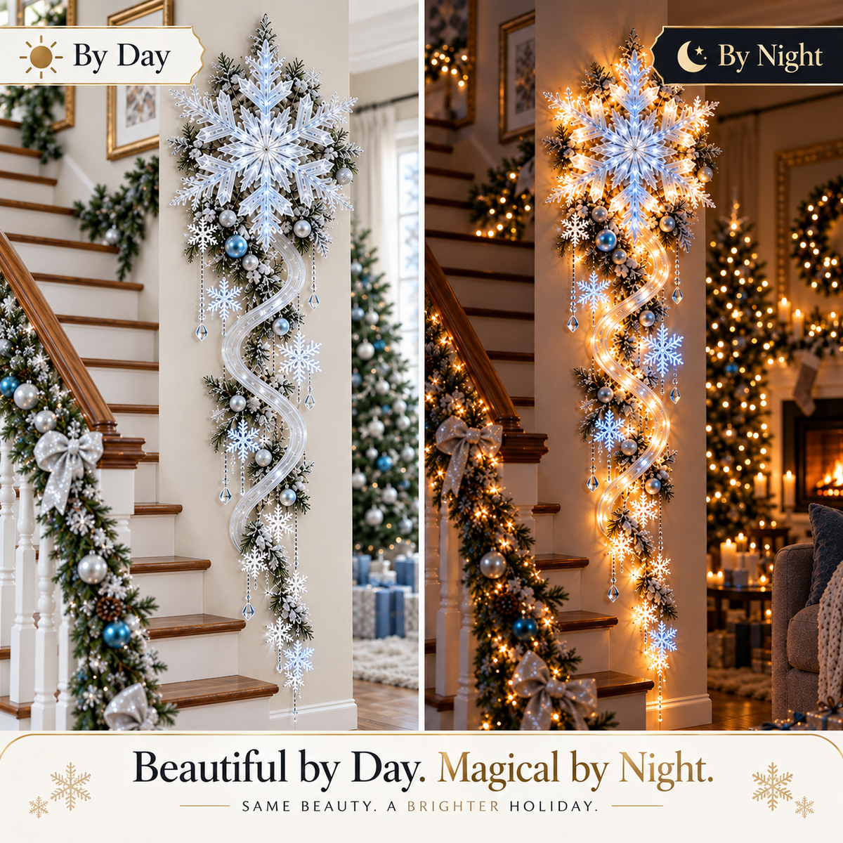 Warm white and cool white snowflake wall light modes