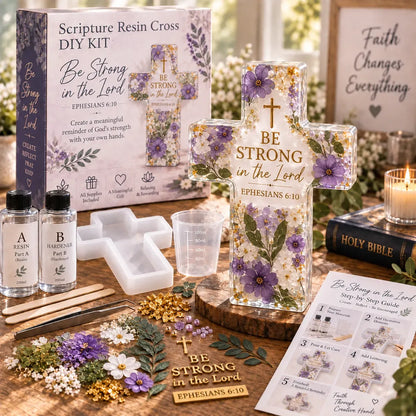 ✝️🌸 Faithful Floral Resin Cross Craft Set – Complete Beginner DIY Keepsake Kit