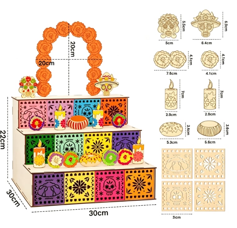 Day of the Dead Wooden Altar Display Set | 💕Death is not the end of life, forgetting is