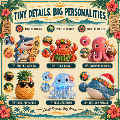🌺 24 Days of Hawaiian Odd Friends Advent Calendar | 24 Unique Tropical Mini Figures with Daily Surprises for Hawaii Lovers, Collectors & Christmas Displays 🎄