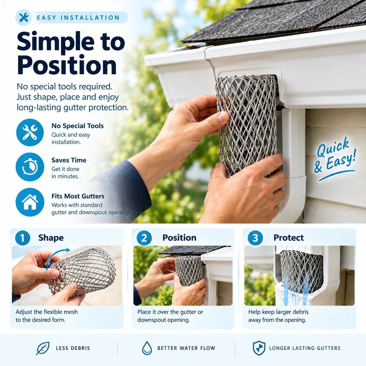 🍂🛡️ Flexible Aluminum Gutter Leaf Guard – Keep Leaves Out, Let Water Flow