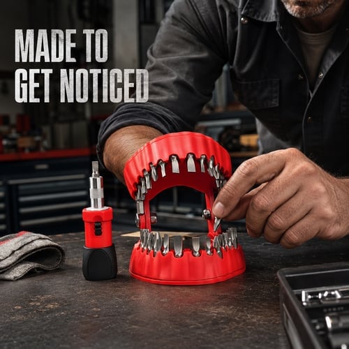 28-Piece Denture-Shaped Screwdriver Bit Set with Stubby Handle