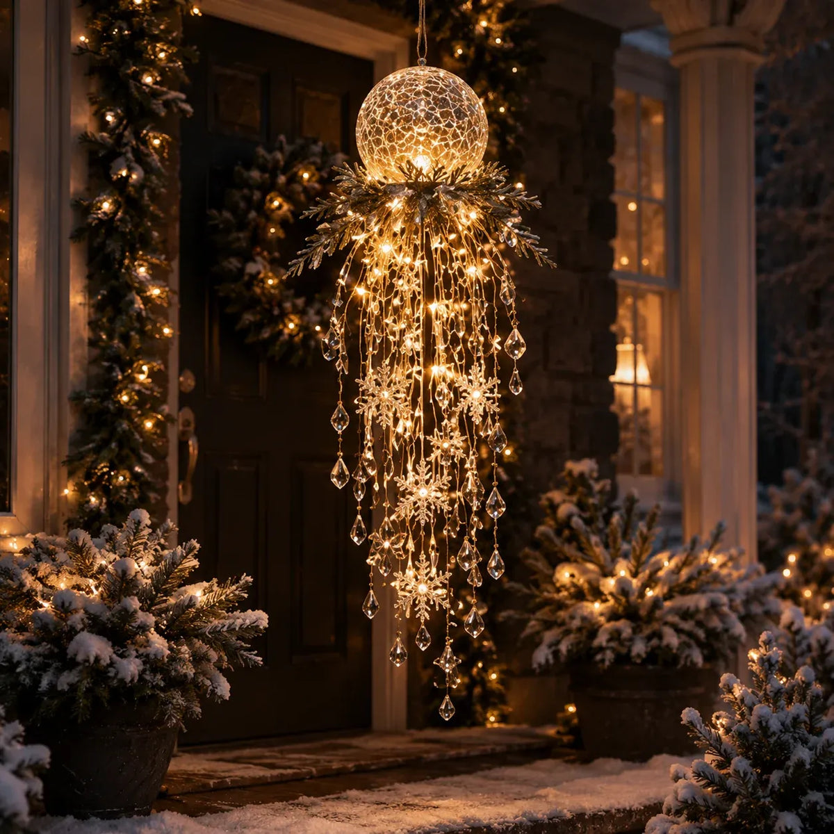 ✨❄️Crystal Cascade Christmas Light™ – Hanging Snowflake & Crystal LED Porch Décor