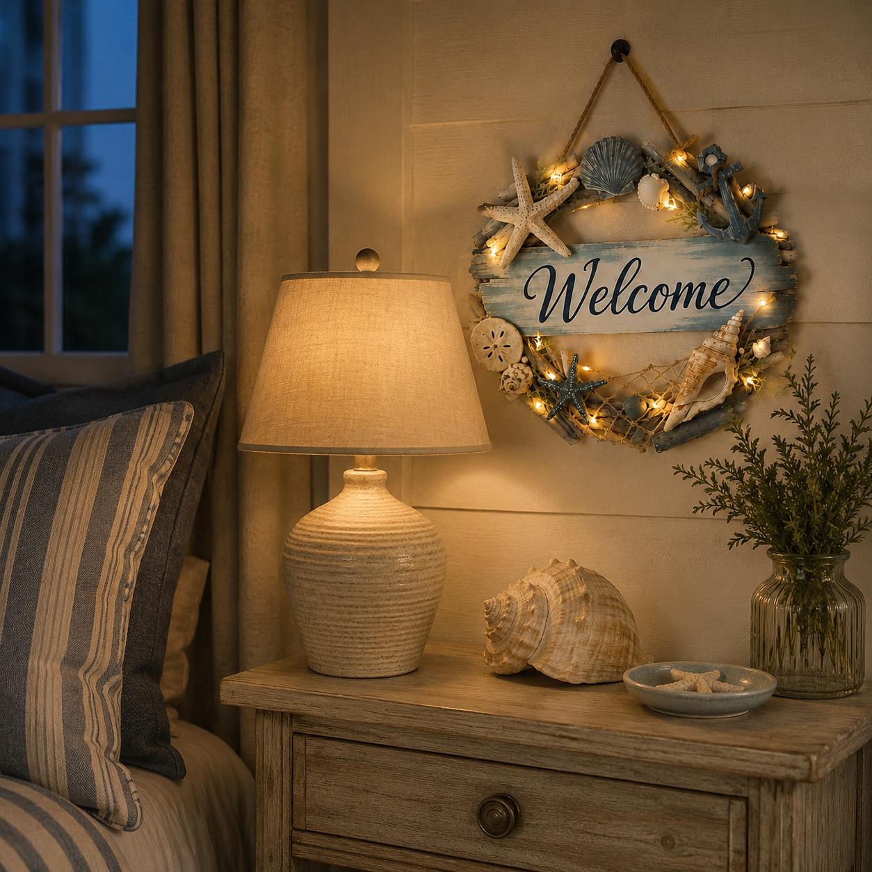 Lighted Coastal Welcome Sign