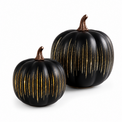 Lighted Starry Night Glass Pumpkin Set