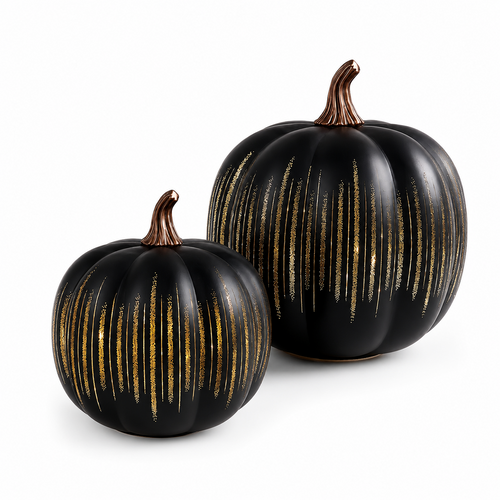 Lighted Starry Night Glass Pumpkin Set