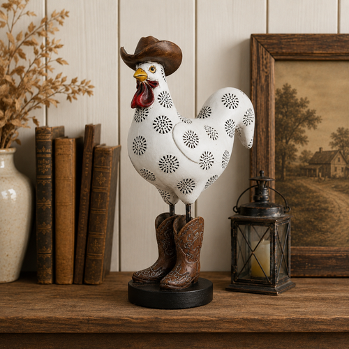 Vintage Cowboy Rooster Sculpture