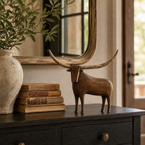 🐂Vintage Longhorn Bull Sculpture
