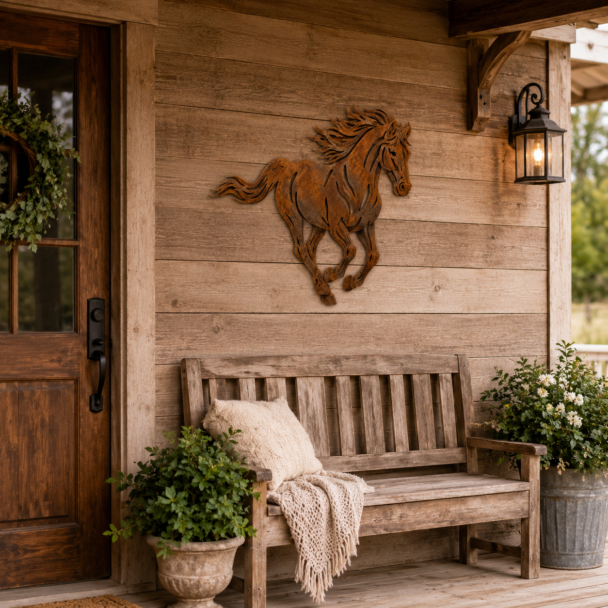 Rustic Running Horse Metal Wall Decor