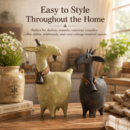 Whimsical Farmhouse Goat Figurines Set of 2