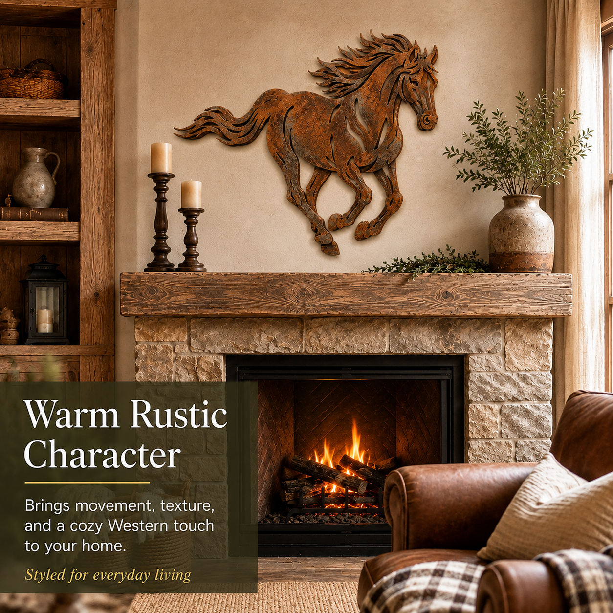 Rustic Running Horse Metal Wall Decor