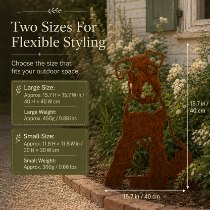 Rustic Metal Dog Garden Silhouette – Weathered Rust Outdoor Dog Yard Decor for Farmhouse Garden & Pet Lovers