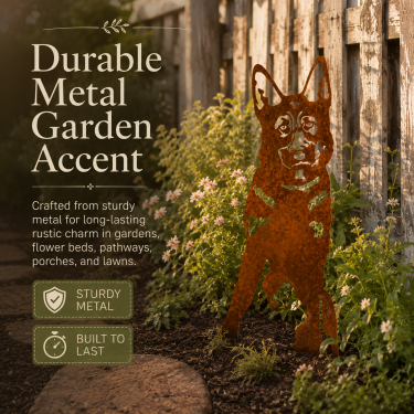 Metal dog garden accent