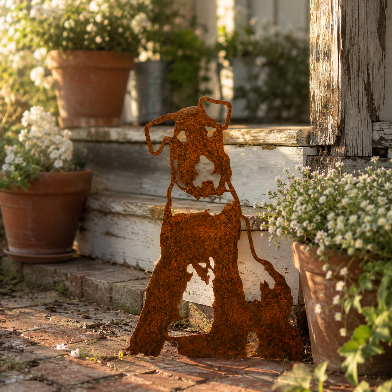 Rustic Metal Dog Garden Silhouette – Weathered Rust Outdoor Dog Yard Decor for Farmhouse Garden & Pet Lovers