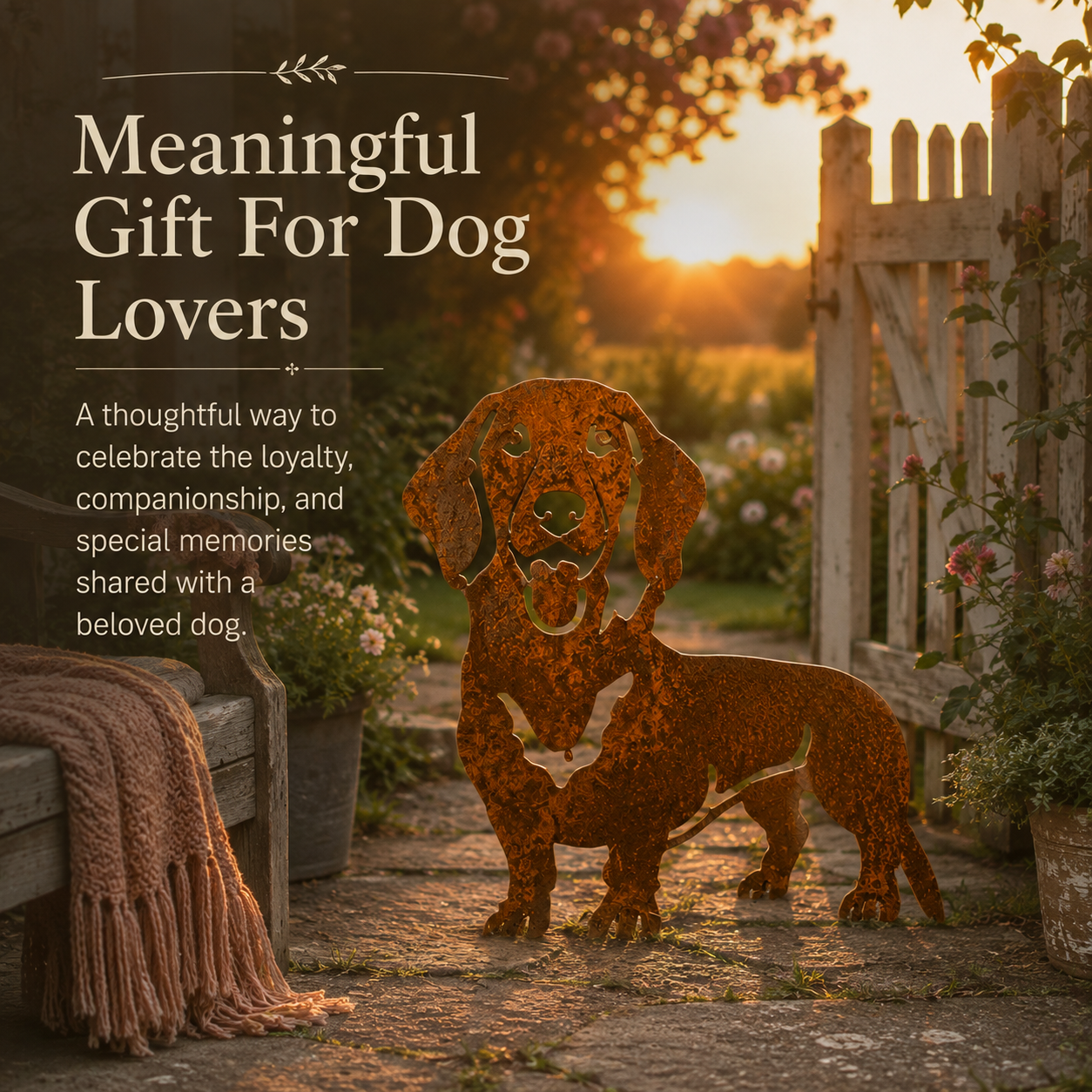 Rustic Metal Dog Garden Silhouette – Weathered Rust Outdoor Dog Yard Decor for Farmhouse Garden & Pet Lovers