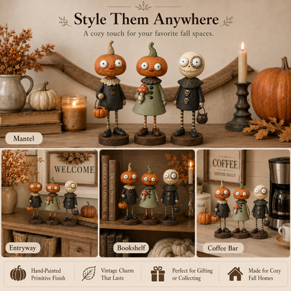 🎃Primitive Pumpkin Friends – Vintage Halloween Figurines Collection