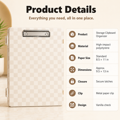 📋 All-in-One Storage Clipboard Organizer – Built-In Compartments for Paper & Office Supplies
