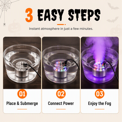 🌫️🌈 Mystic Water Fog Light – 12-LED Mist Effect for Fountains, Decor & Halloween