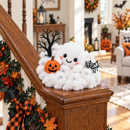 Whimsical Halloween Ghost Decor – Cute Staircase & Tabletop Display