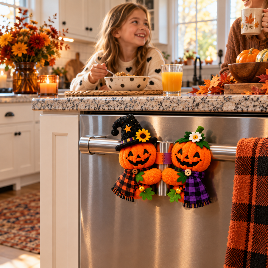 Pumpkin Handle Huggers on dishwasher