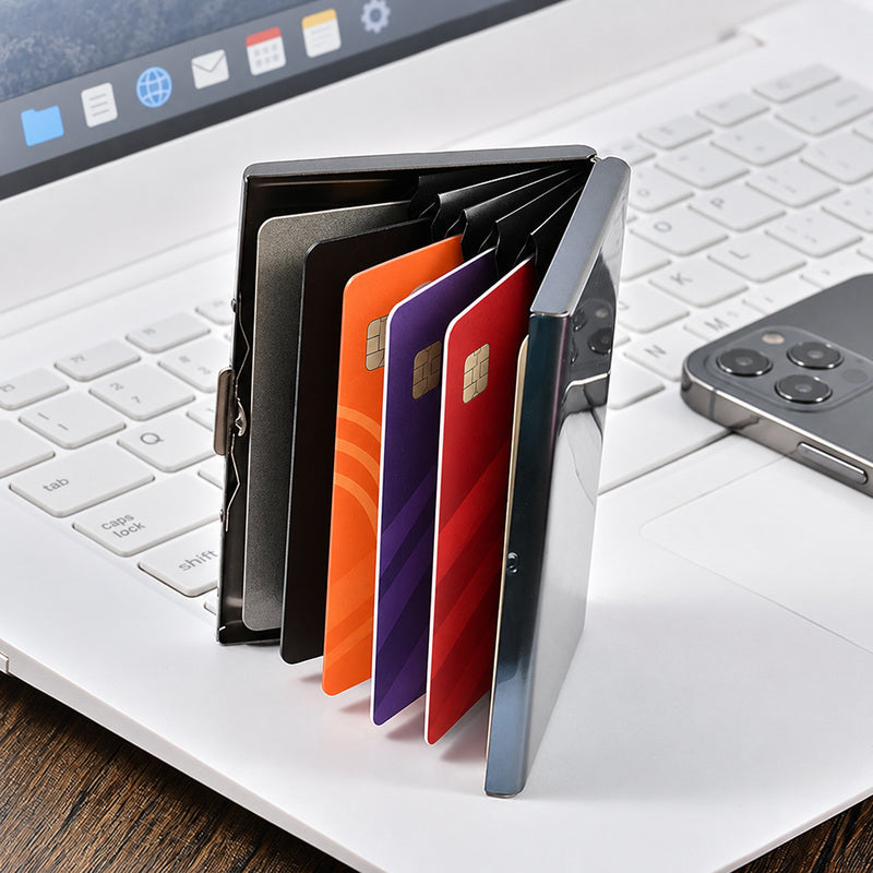 Compact card holder in a modern work setting
