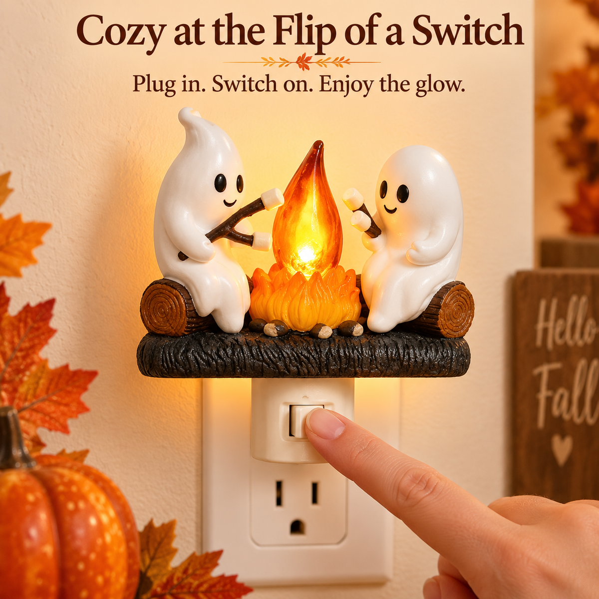 Cozy Campfire Plug-In Night Light in 9 Charming Seasonal Styles