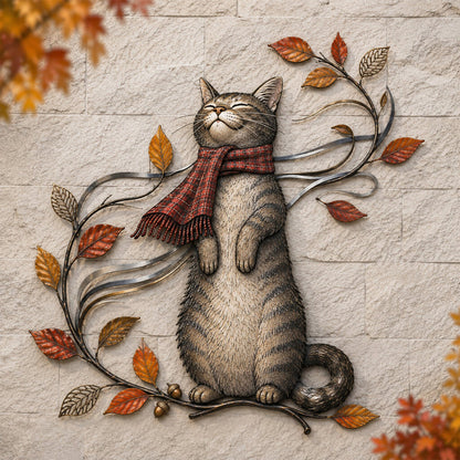 🐱Autumn Cat Metal Wall Decor – Swinging & Standing Cat Designs🍂🐈