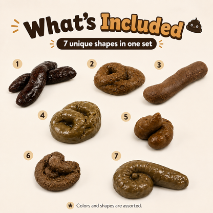 🔥7PCS Realistic Fake Poop Prank Set – Hilarious Gag Gift for Parties & Office