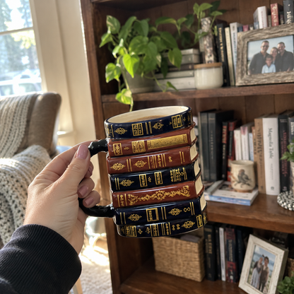 Vintage Book Stack Mug – Cozy Ceramic Gift for Book Lovers