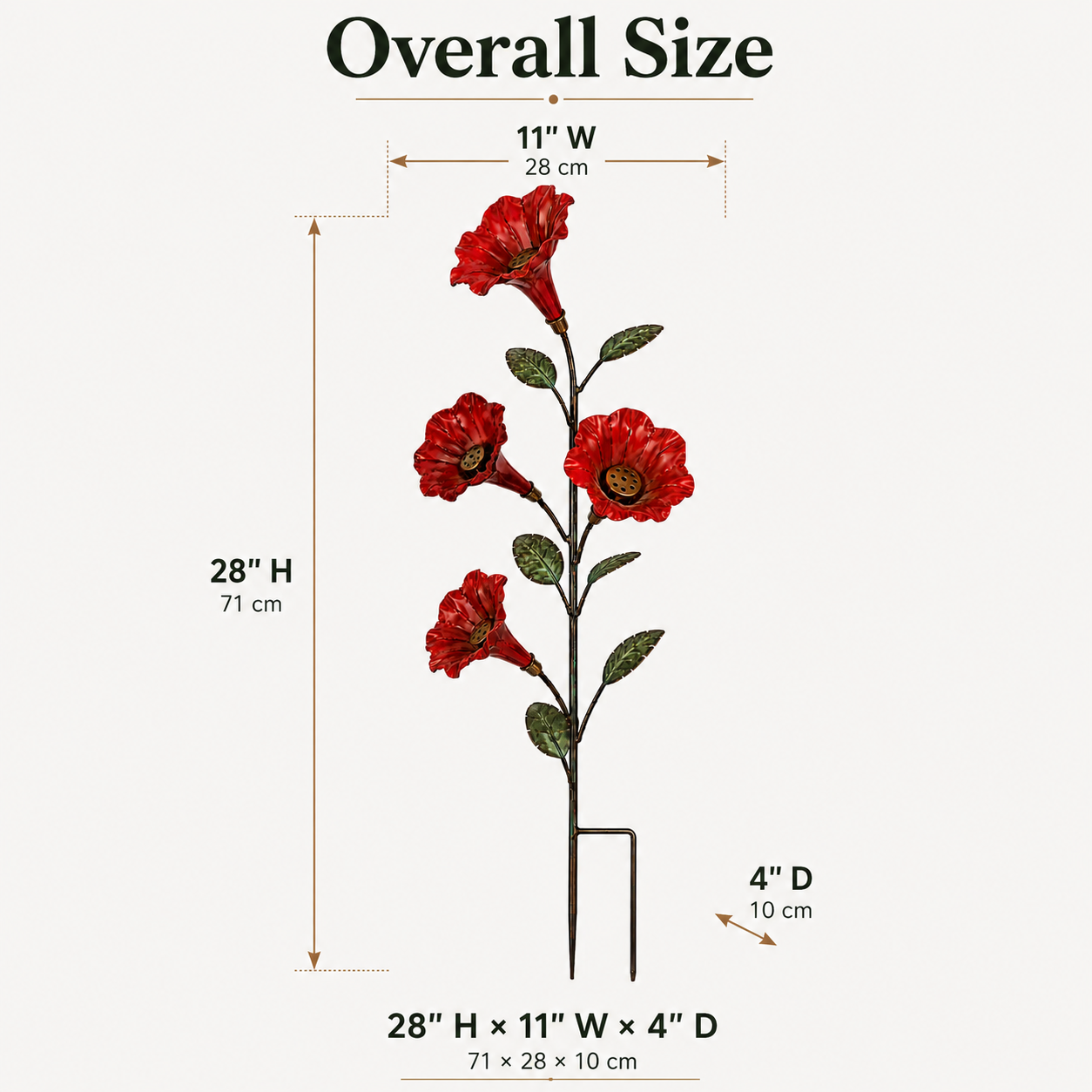 Red flower hummingbird feeder overall dimensions