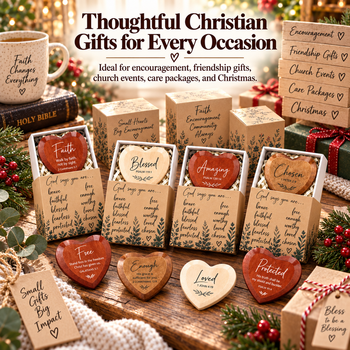 Christian Pocket Heart Gift Set – 12 Meaningful Gifts of Faith & Encouragement