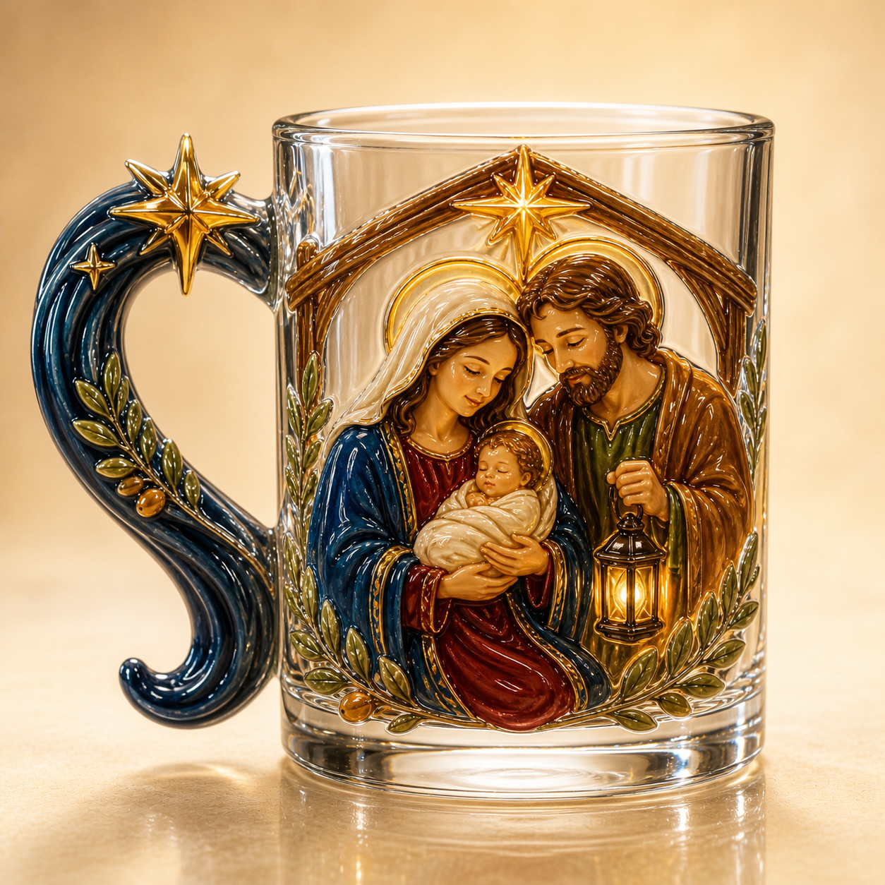 3D Christian Glass Mug – Jesus & Virgin Mary Faith Gift for Mom, Grandma & Believers