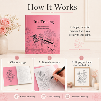 Beginner-Friendly 💕 Ink Tracing – A Relaxing Reverse Coloring Experience