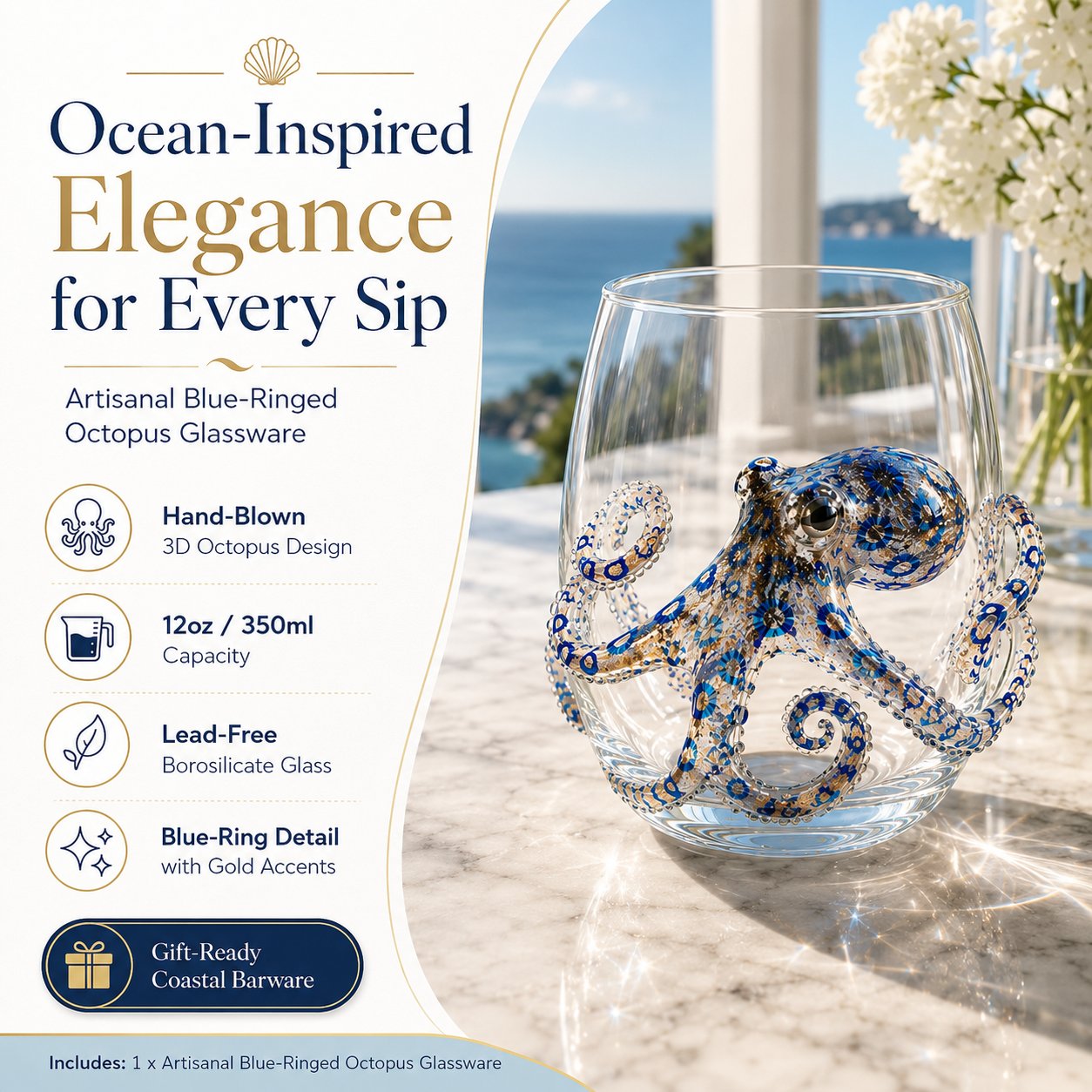 🐠✨ Handcrafted 3D Ocean Animal Glassware🐙Turn Every Sip into an Ocean Adventure